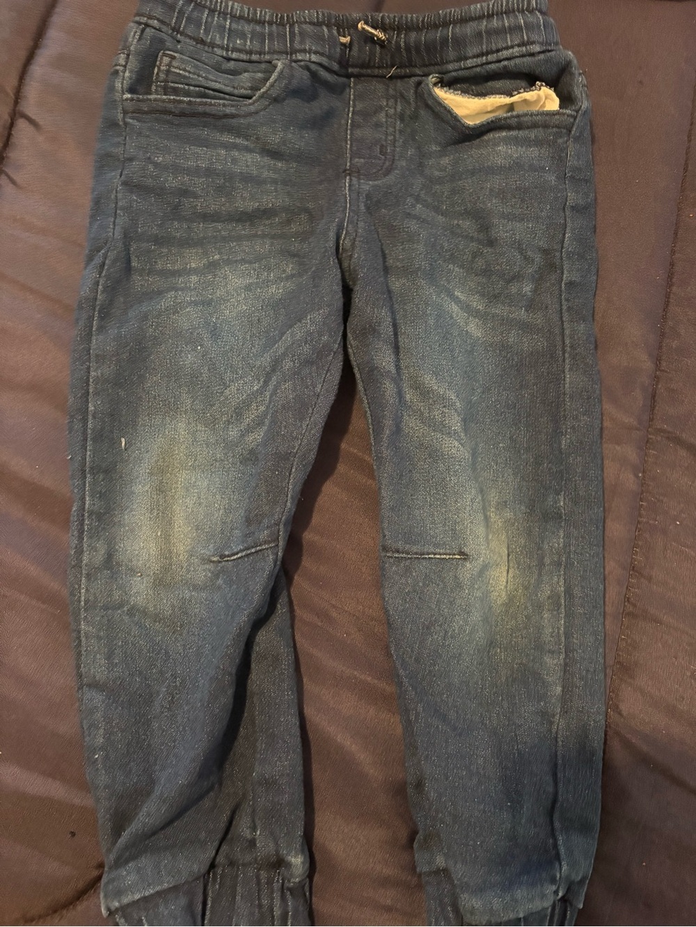 Kids Blue Jogger Jeans - Elastic Waist Casual Pants